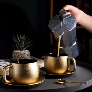 NEW ARRIVAL - EXCLUSIVE GOLD MODERN CUP & SAUCER SET